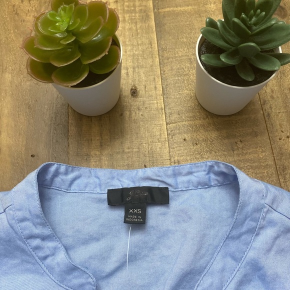 JCrew Sara Oxford Wrap Top Blue Size XXS - Picture 9 of 9